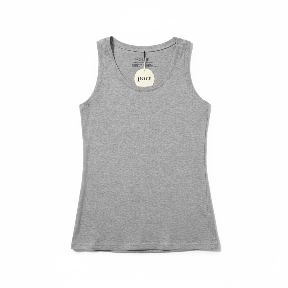 Pact Tank Top Women’s‎ Medium Grey Organic Cotton Stretch Full-Length NWT